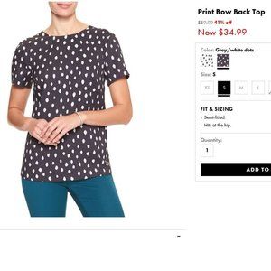 Banana Republic Print Bow Back Top S